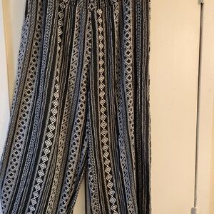 No Boundaries Black and White Geometric Wide Leg Pants